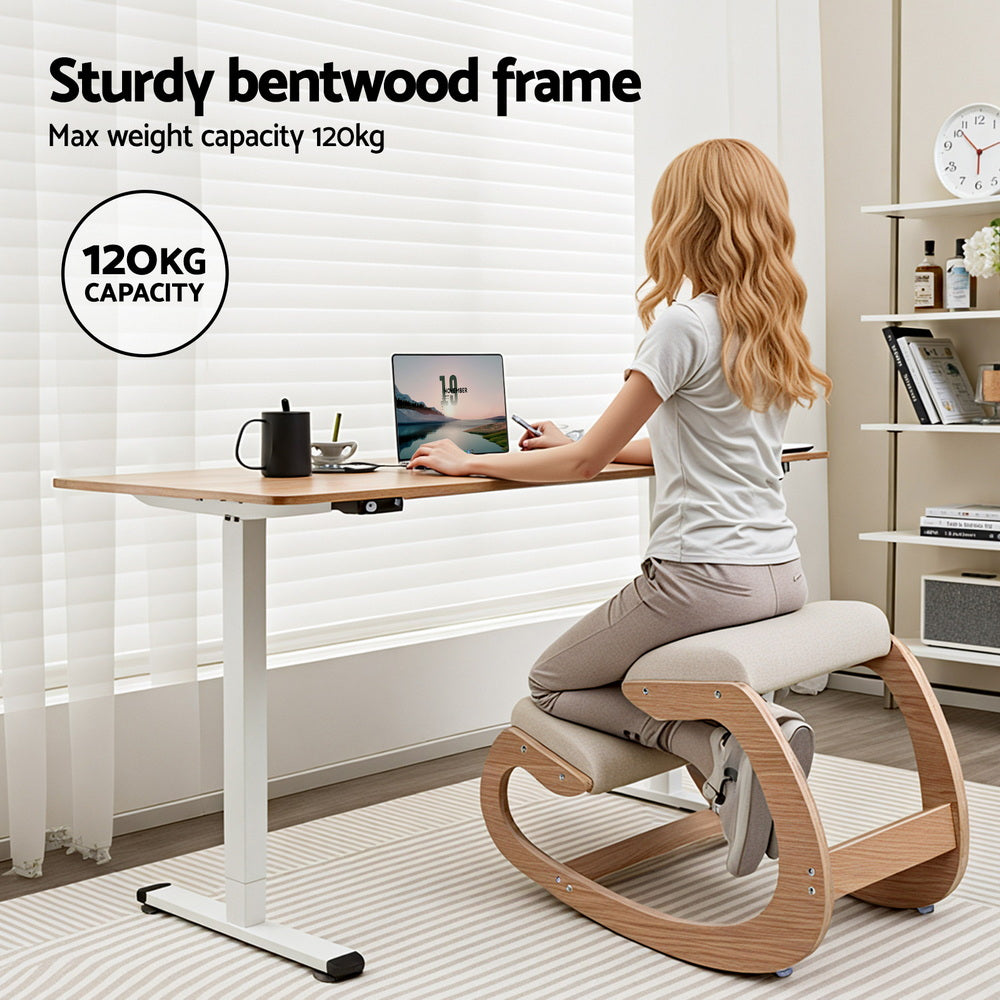 Artiss Kneeling Chair Ergonomic Posture Chair with Memory Foam Balance Stool for Home Office Gaming 120kg Weight Capacity Beige-5