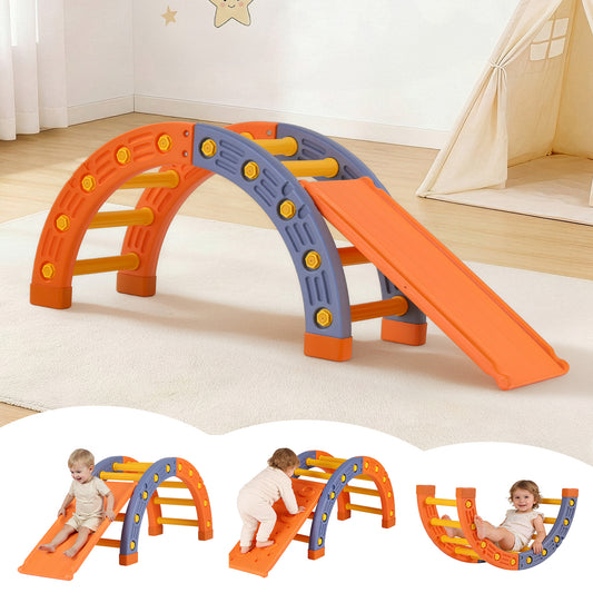 Keezi Kids Climbing Frame Set With Slide Indoor Outdoor Toddler Toys Pikler Arch Climber-0