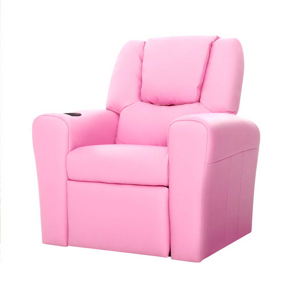 Keezi Kids Recliner Chair PU Leather Sofa Lounge Couch Children Armchair Pink-0