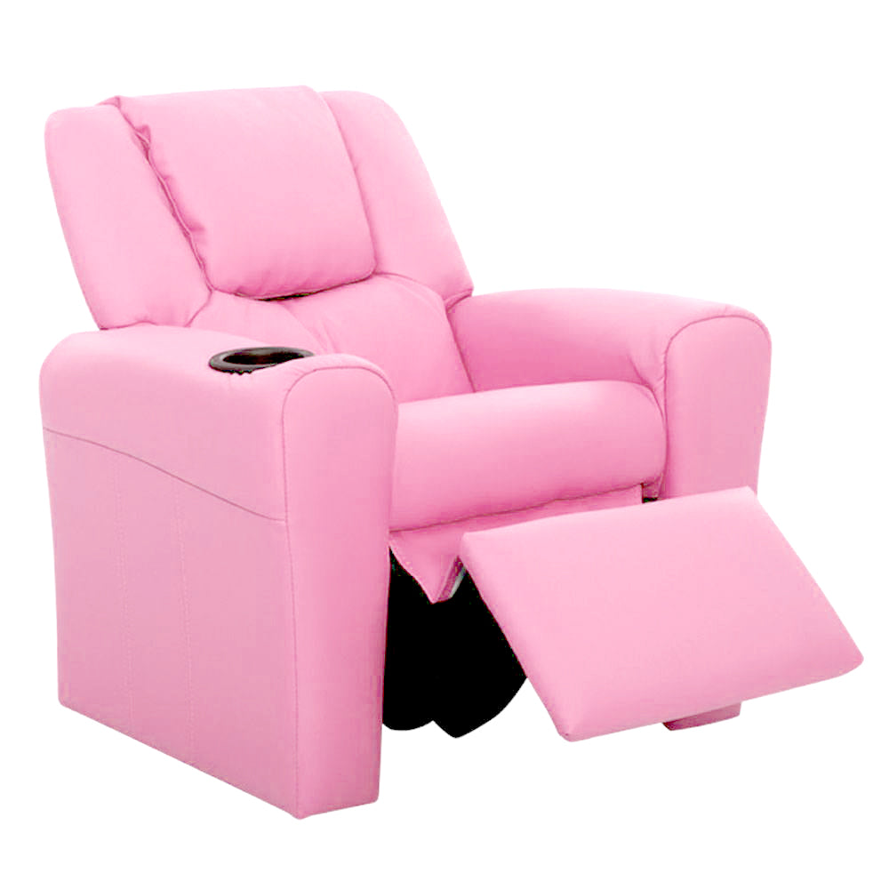 Keezi Kids Recliner Chair PU Leather Sofa Lounge Couch Children Armchair Pink-2