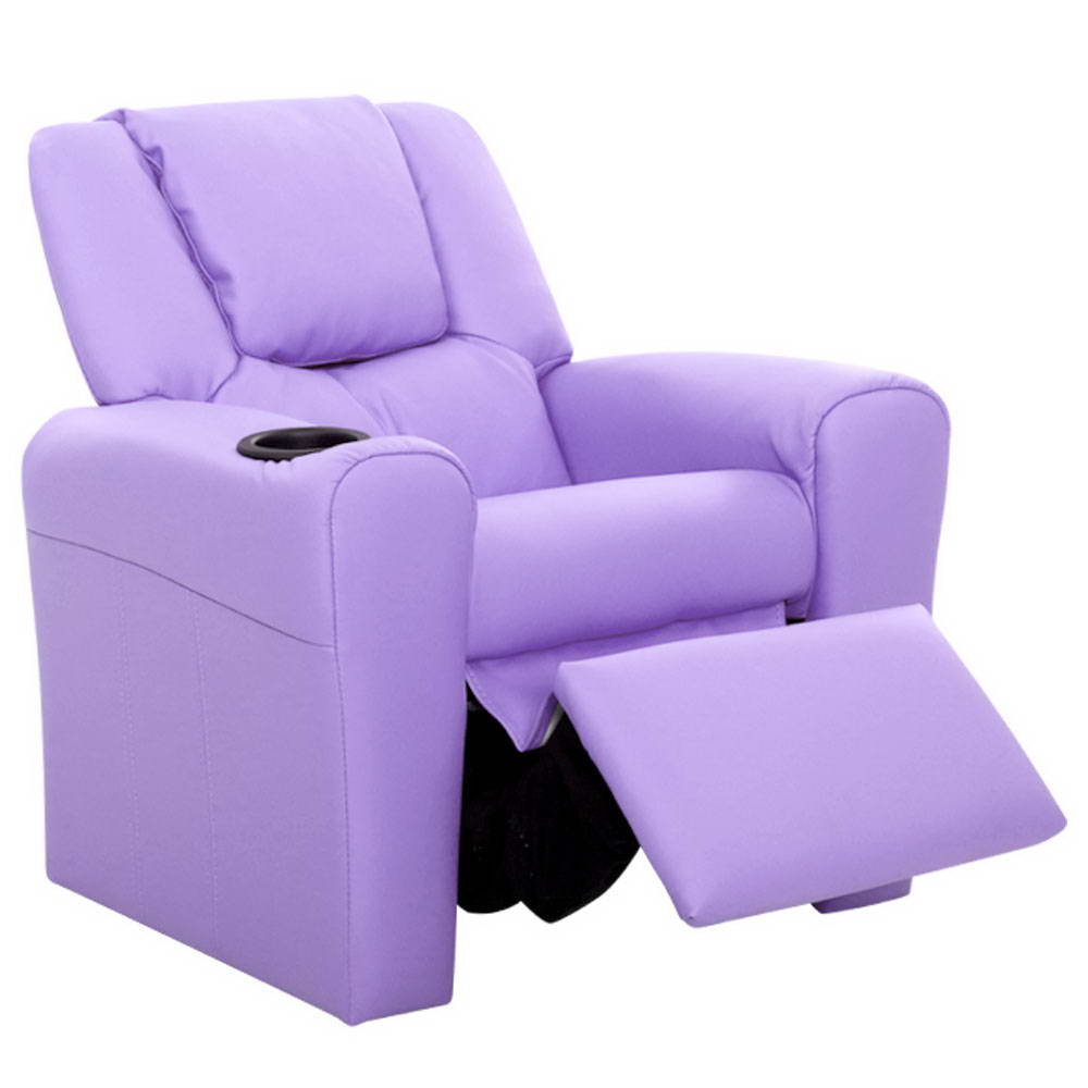 Keezi Kids Recliner Chair Purple PU Leather Sofa Lounge Couch Children Armchair-2