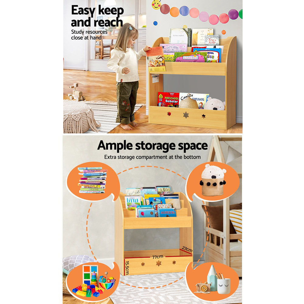 Keezi 3 Tiers Kids Bookshelf Magazine Shelf Organiser Bookcase Display-4