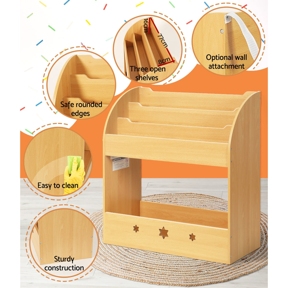 Keezi 3 Tiers Kids Bookshelf Magazine Shelf Organiser Bookcase Display-5