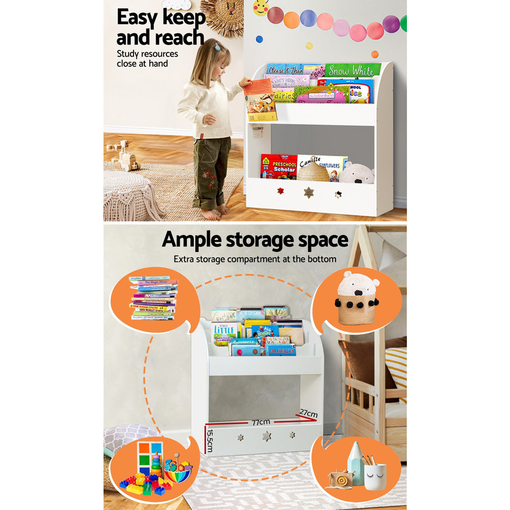 Keezi 3 Tiers Kids Bookshelf Magazine Shelf Organiser Bookcase Display White-4
