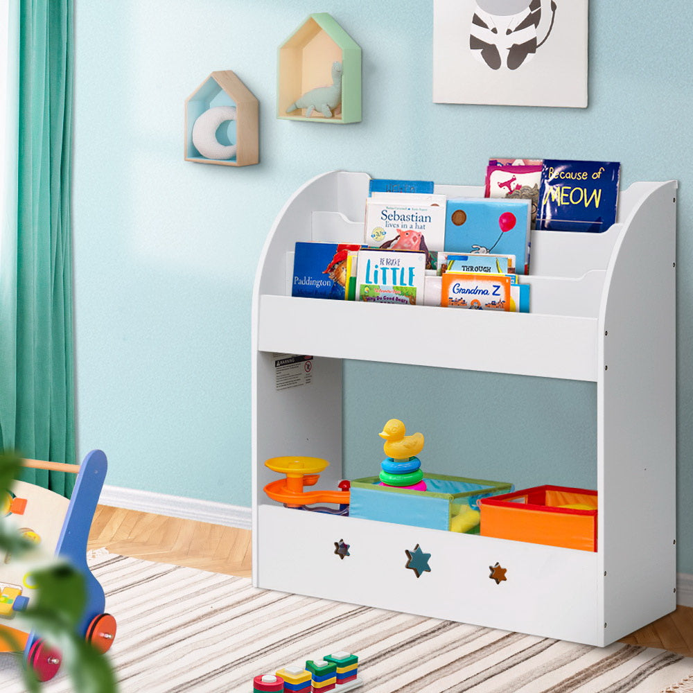 Keezi 3 Tiers Kids Bookshelf Magazine Shelf Organiser Bookcase Display White-7