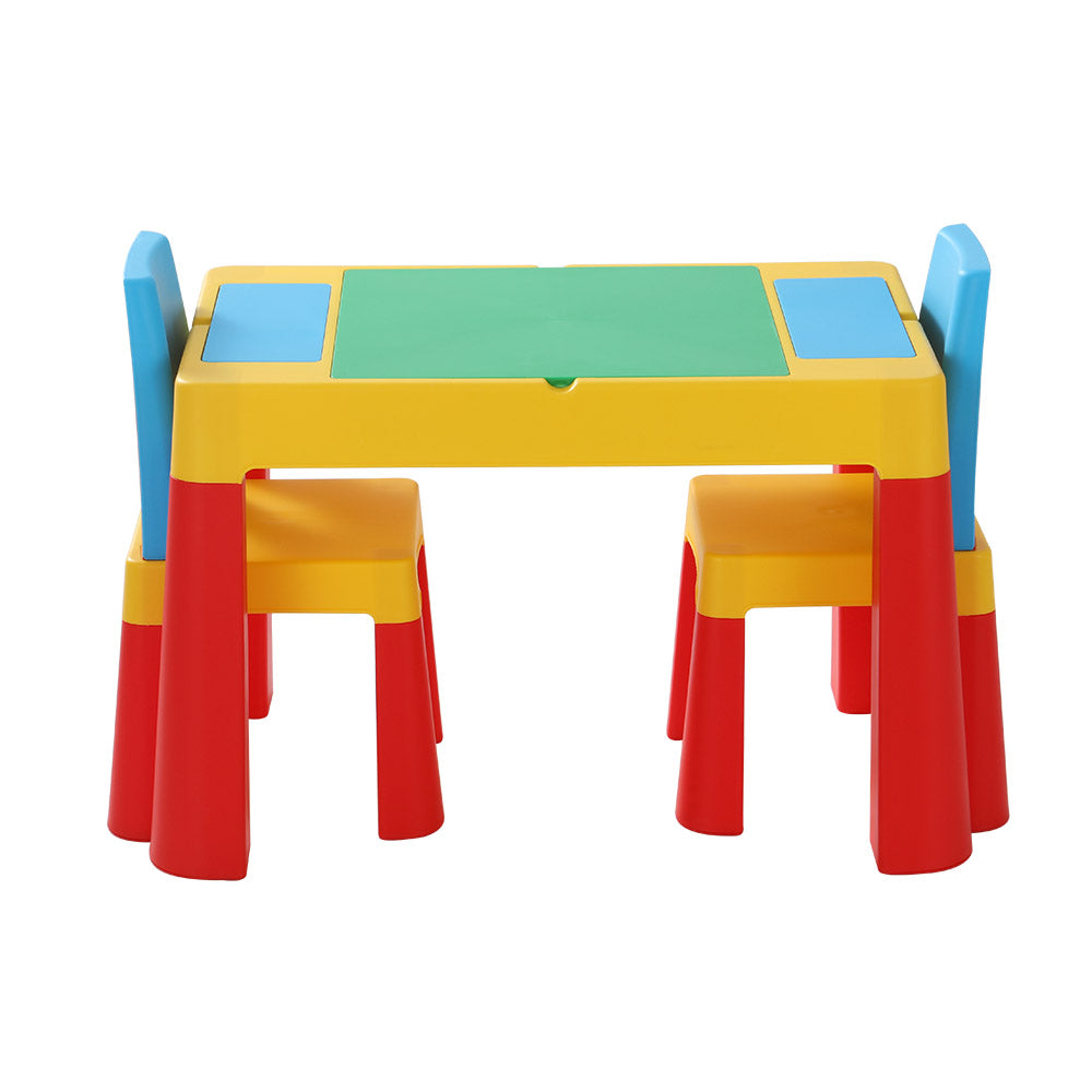 Keezi 3PCS Kids Table and Chairs Set Activity Toys Storage Box Desk Blocks-3