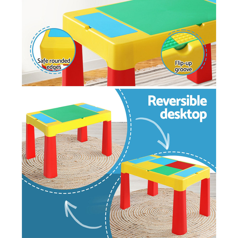 Keezi 3PCS Kids Table and Chairs Set Activity Toys Storage Box Desk Blocks-5