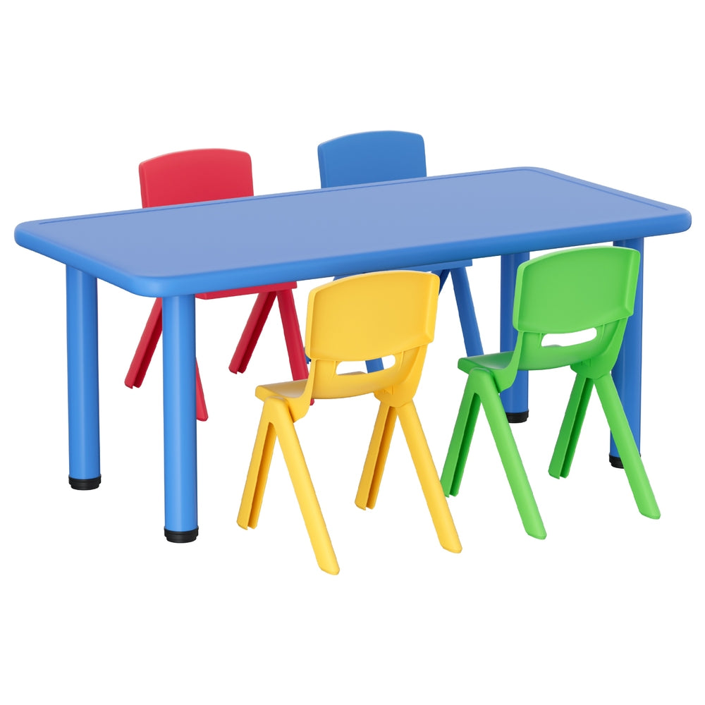 Keezi 5PCS Kids Table and Chairs Set Children Study Desk Furniture Plastic 4 Chairs-0