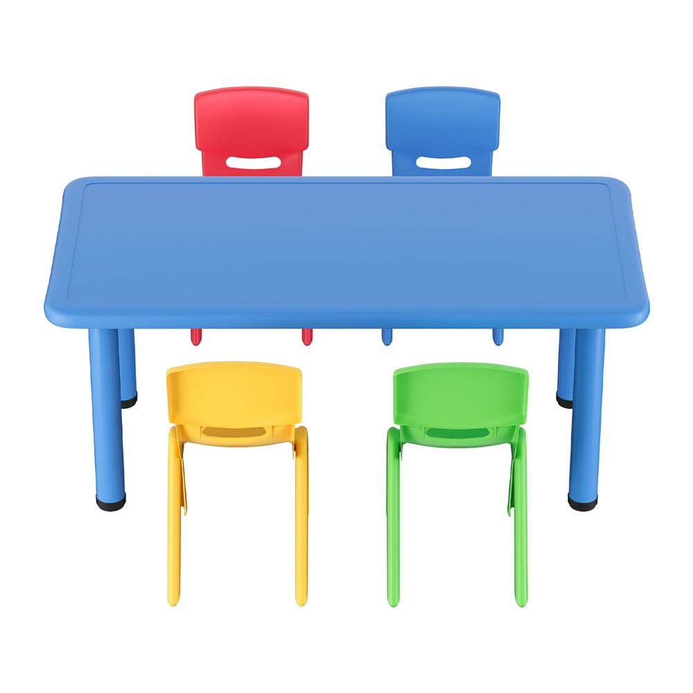 Keezi 5PCS Kids Table and Chairs Set Children Study Desk Furniture Plastic 4 Chairs-2
