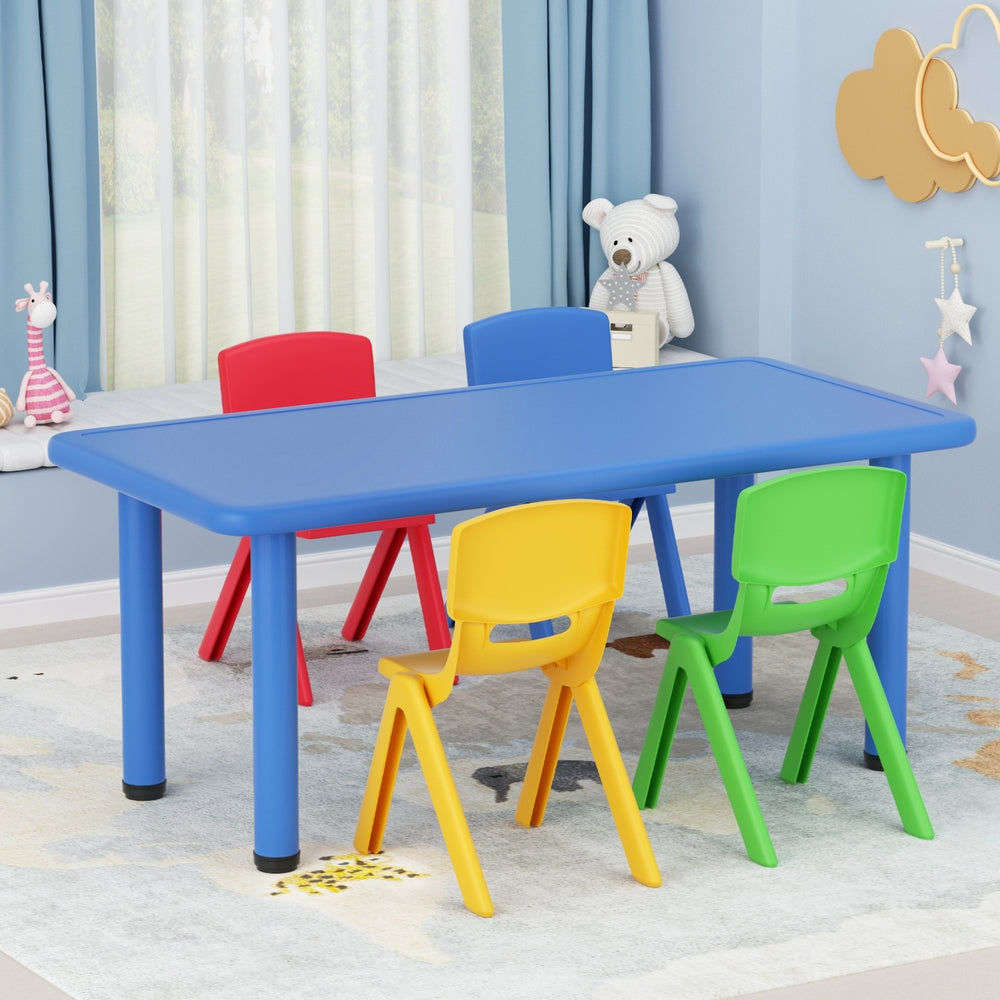 Keezi 5PCS Kids Table and Chairs Set Children Study Desk Furniture Plastic 4 Chairs-6
