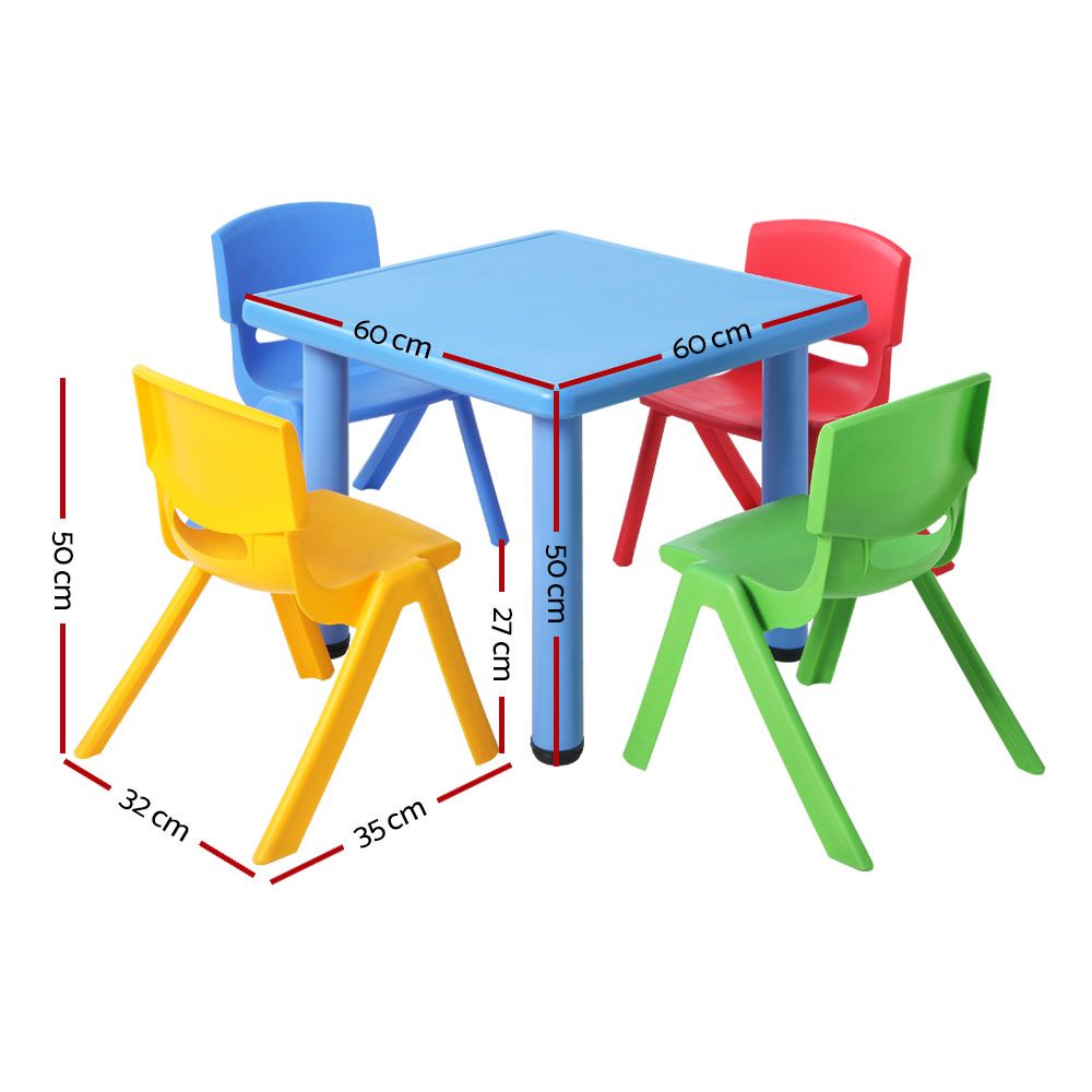 Keezi 5PCS Kids Table and Chairs Set Children Study Desk Furniture Plastic 4 Chairs-1