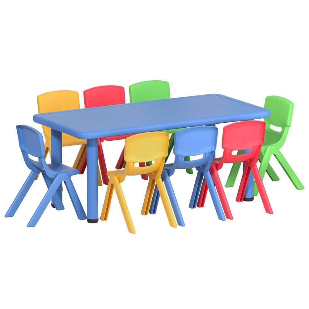 Keezi 9PCS Kids Table and Chairs Set Children Study Desk Furniture Plastic 8 Chairs-6