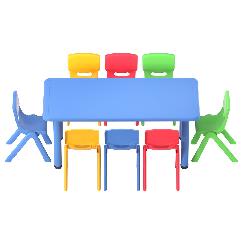 Keezi 9PCS Kids Table and Chairs Set Children Study Desk Furniture Plastic 8 Chairs-2