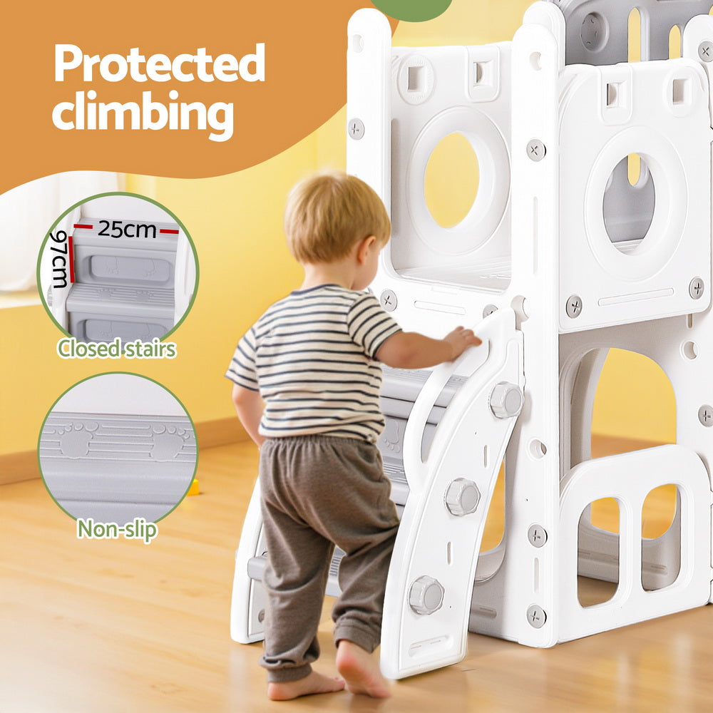 Keezi Kids Slide Swing Set Ball Hoop Rings Football Outdoor Toys-3