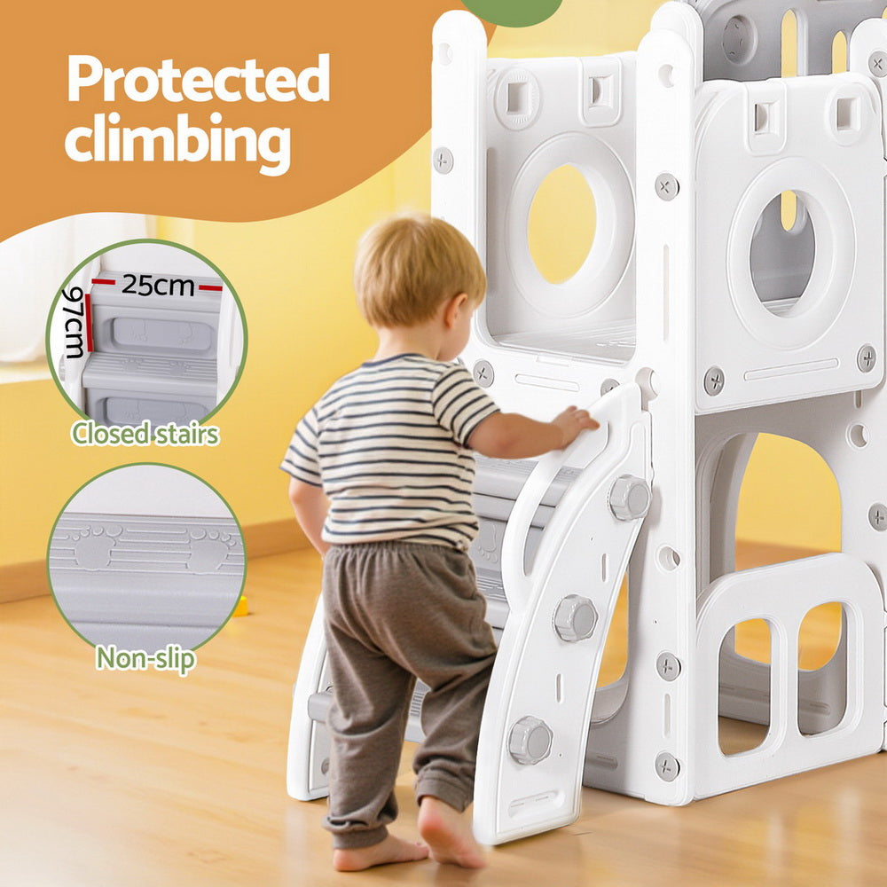 Keezi Kids Slide Swing Set Ball Hoop Rings Football Outdoor Toys-5