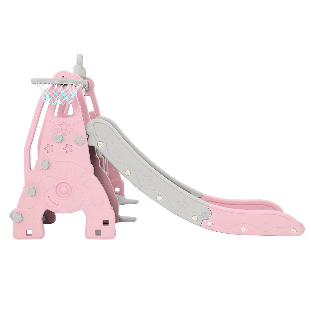 Keezi Kids Slide Swing Set Basketball Hoop Outdoor Playground Toys 170cm Pink-3