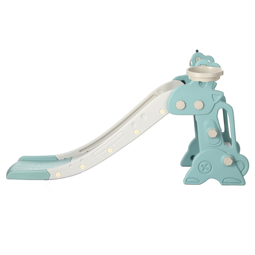 Keezi Kids Slide Set Basketball Hoop Ring Outdoor Playground Toy Deer 140cm Blue-2