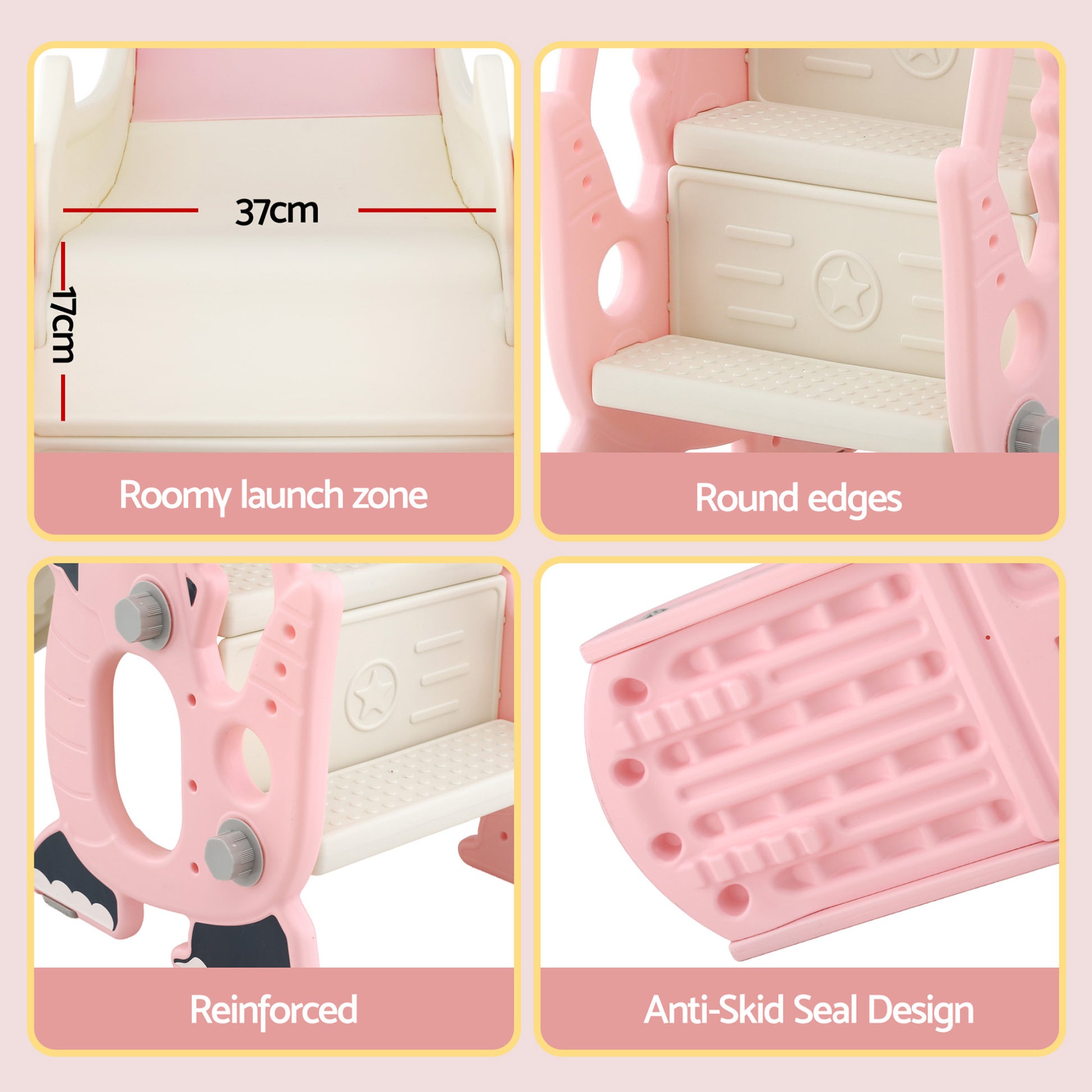 Keezi Kids Slide Set Basketball Hoop Outdoor Playground Toy Dragon 125cm Slide Pink-4