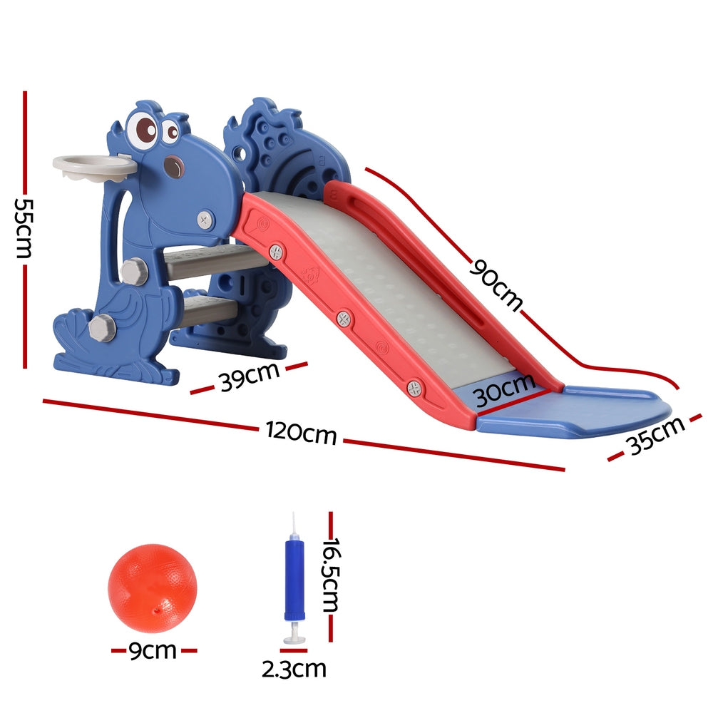 Keezi Kids Slide Set Basketball Hoop Outdoor Playground Toy Dragon 90cm Blue-1