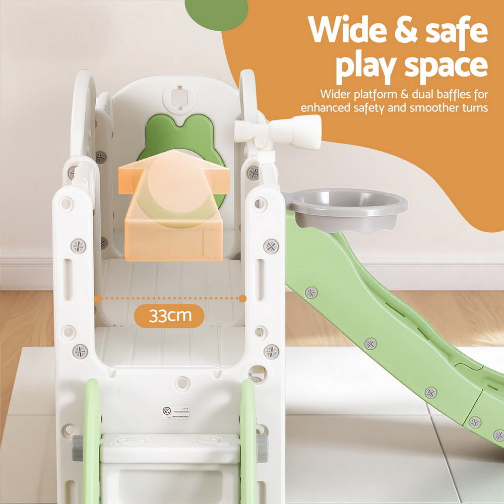 Keezi Kids Slide Swing Set Ball Hoop Rings Football Outdoor Toys Green-5