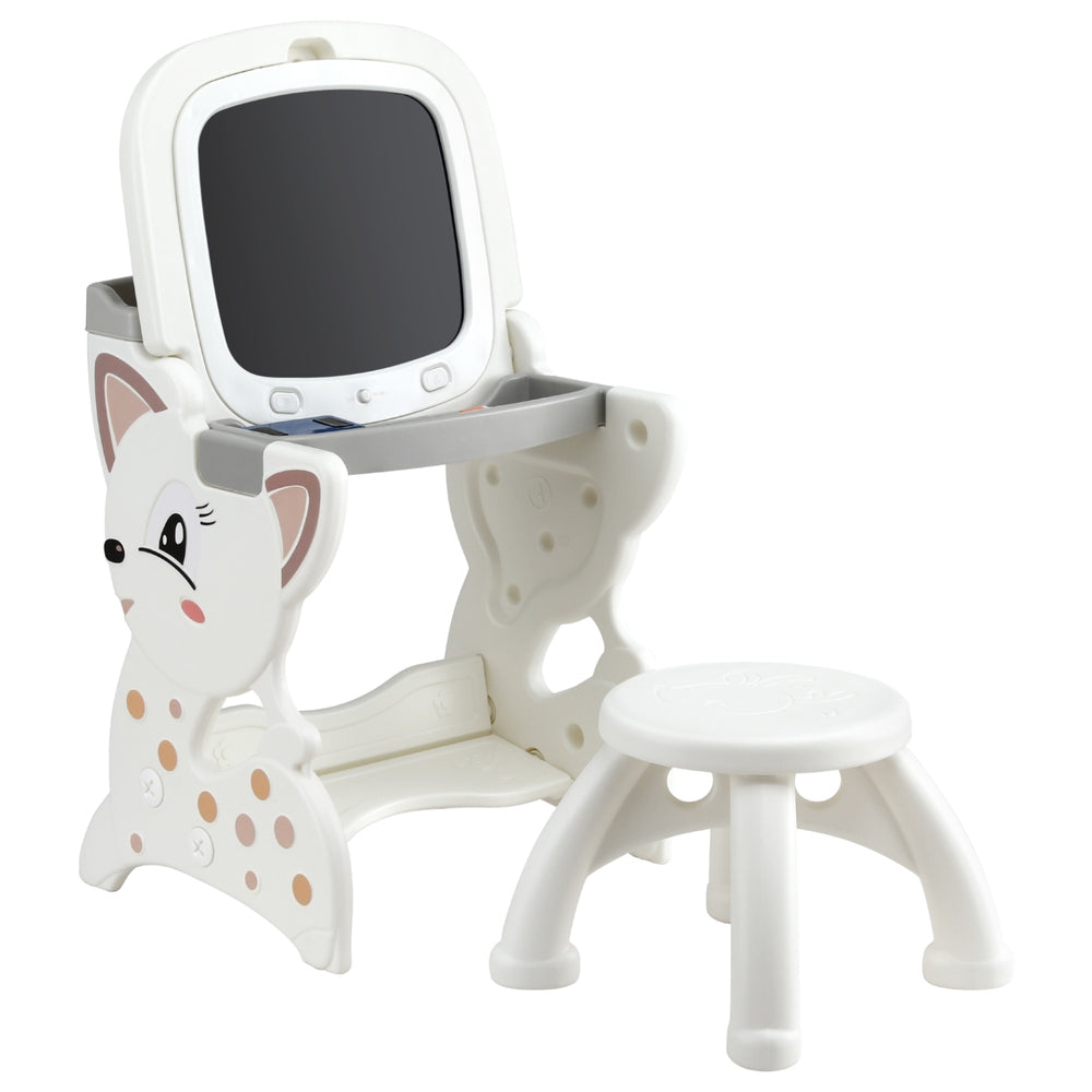 Keezi Kids Table and Chair Set 2 in 1 Easel Desk Stool w/ LCD Writing Tablet-0