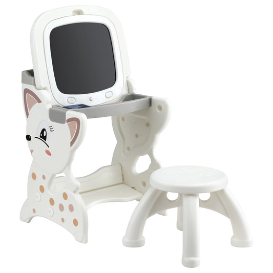 Keezi Kids Table and Chair Set 2 in 1 Easel Desk Stool w/ LCD Writing Tablet-0