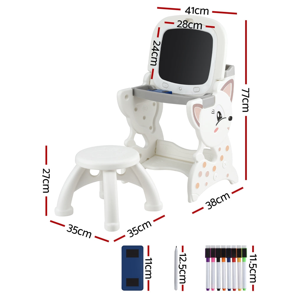 Keezi Kids Table and Chair Set 2 in 1 Easel Desk Stool w/ LCD Writing Tablet-1
