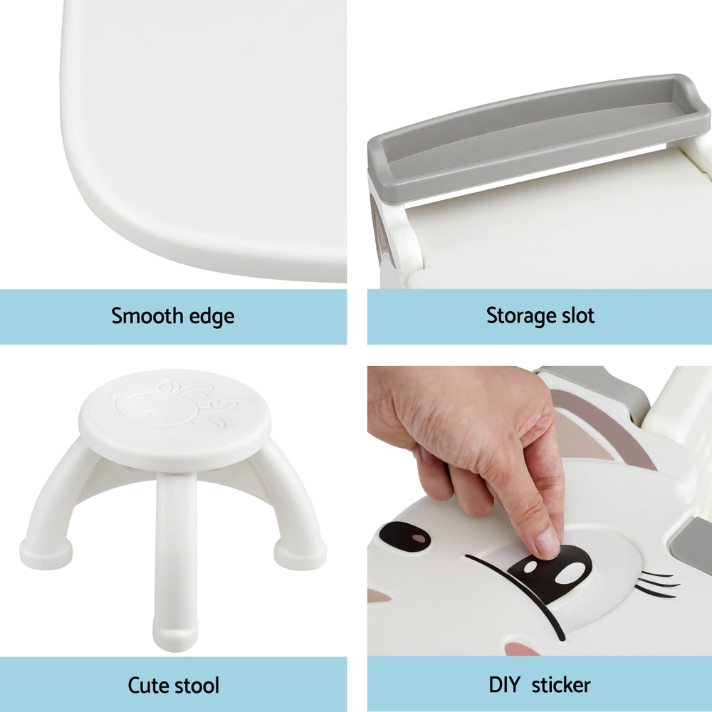 Keezi Kids Table and Chair Set 2 in 1 Easel Desk Stool w/ LCD Writing Tablet-5