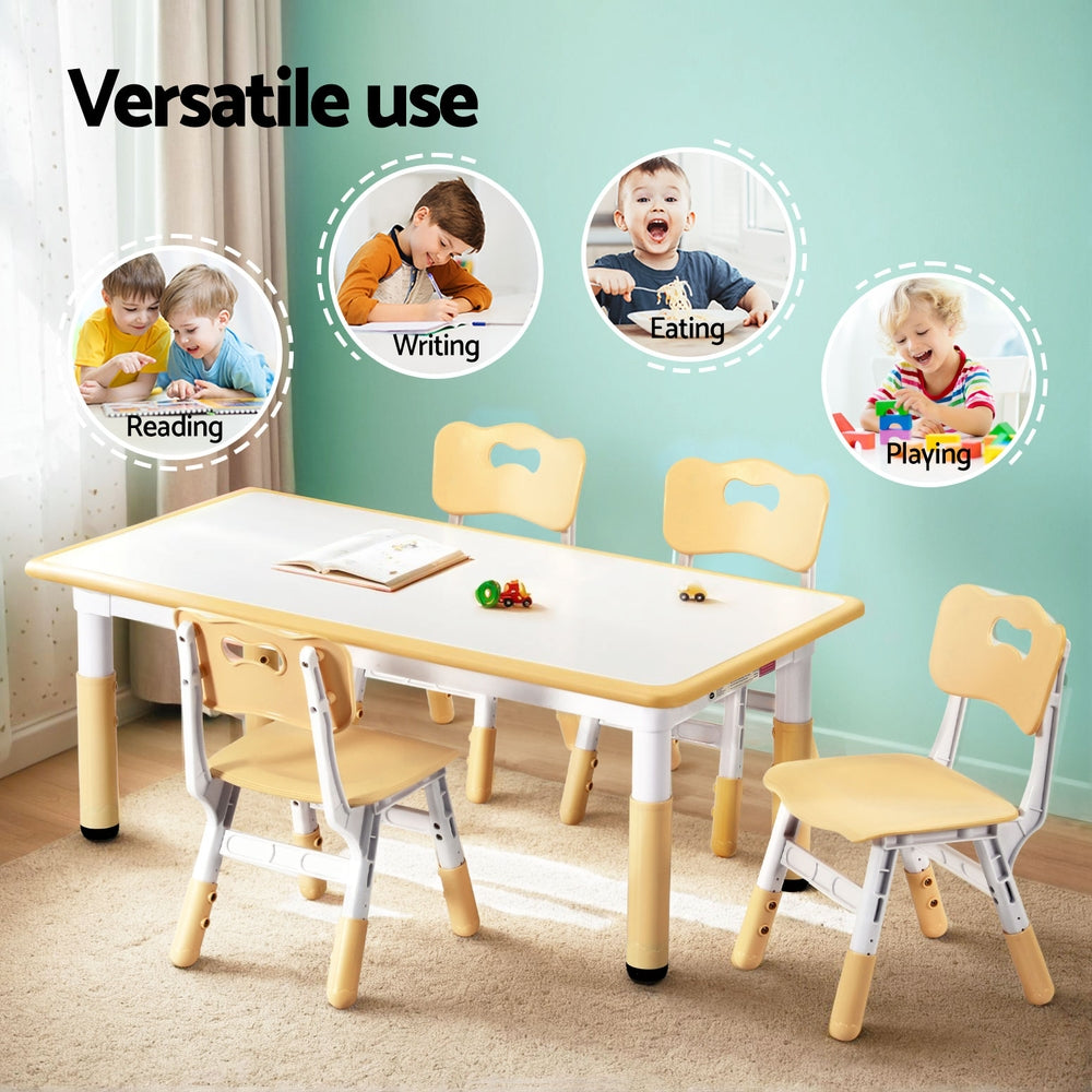 1 Keezi Kids Table and 4 Chairs Set Graffiti-3