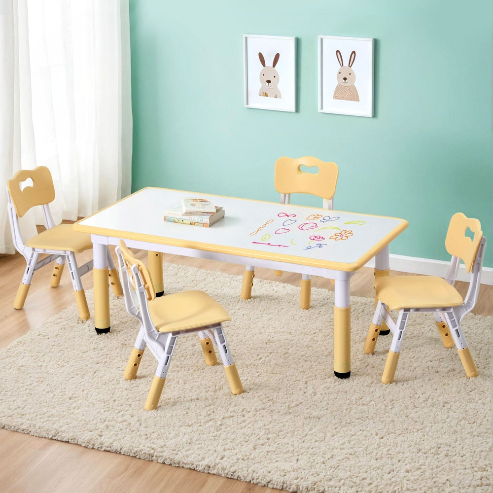 1 Keezi Kids Table and 4 Chairs Set Graffiti-6