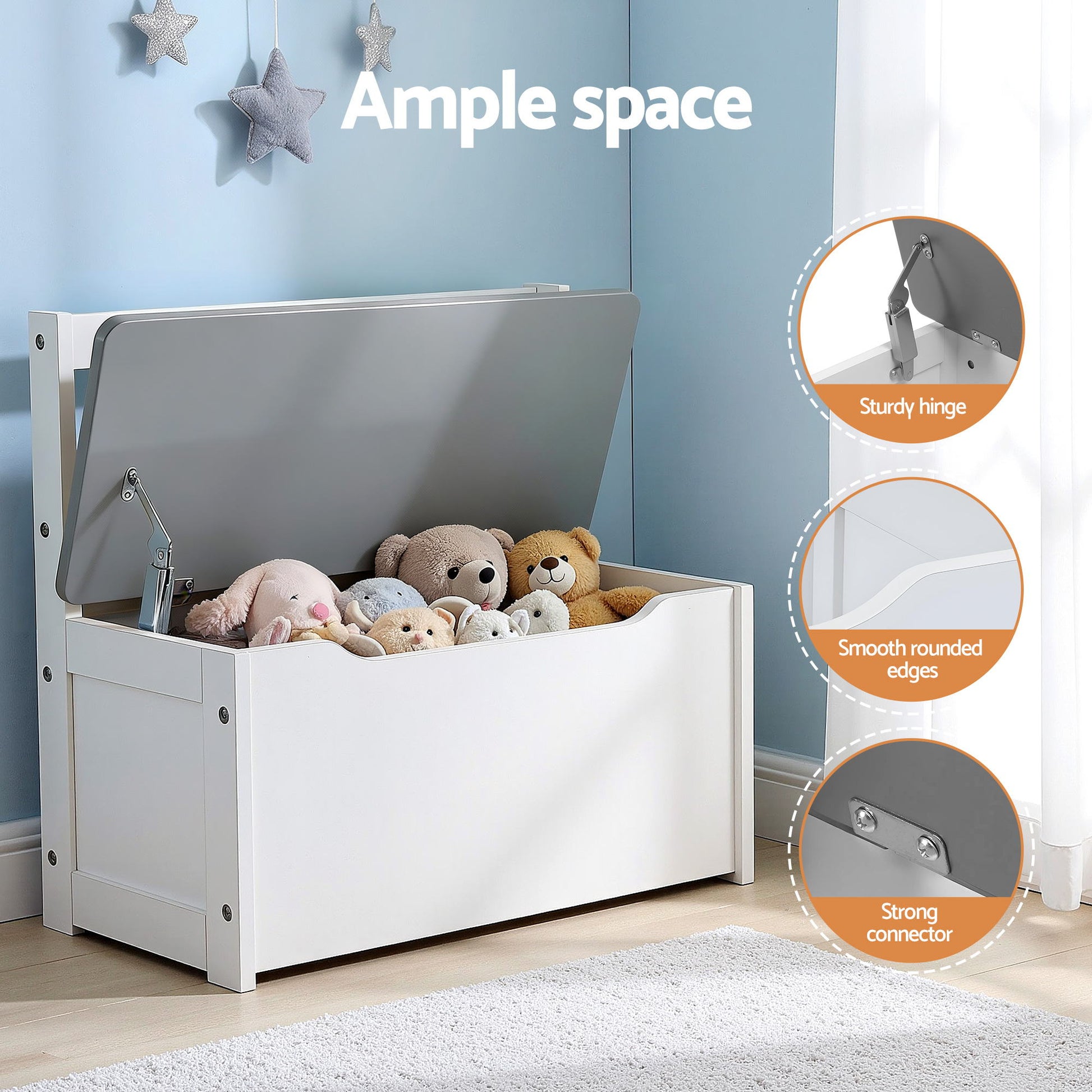 Keezi 2 in 1 Kids Table and Chair Set, Activity Table with Storage Bench and 2 Chairs for Reading, Drawing, Writing, Snack Time & Arts Crafts, 4 PCS Toddler Table and Chair Set, Grey-5