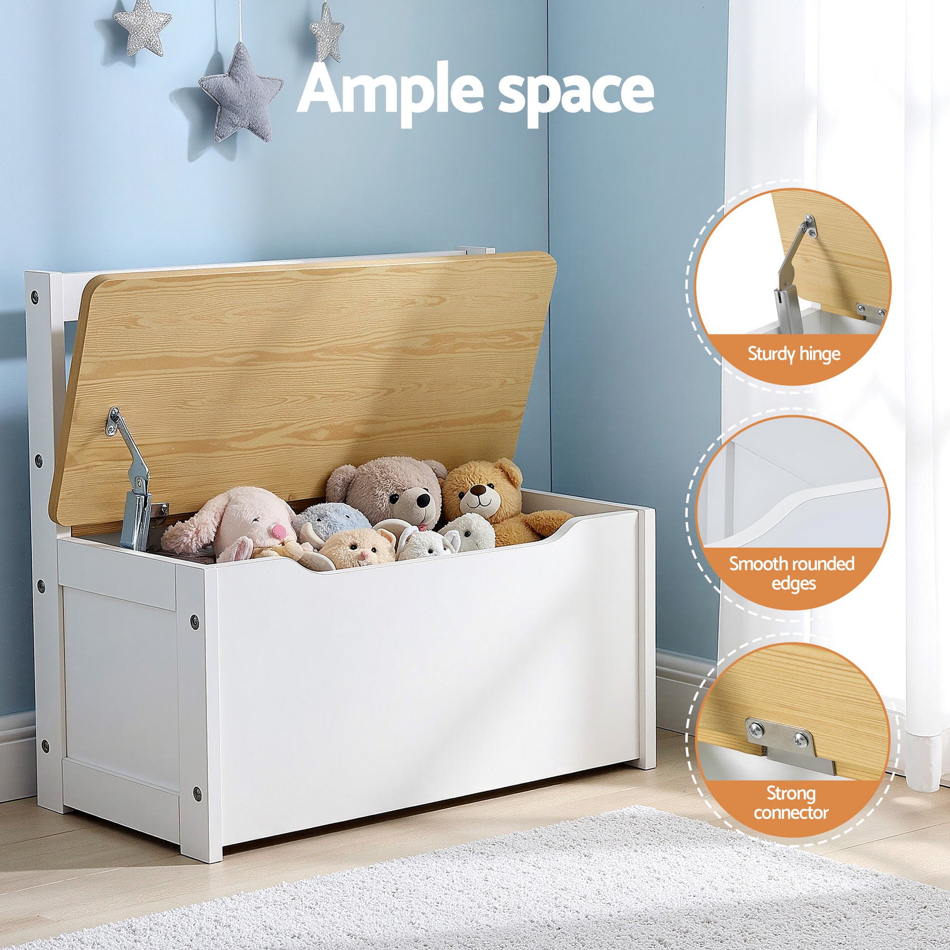 Keezi 2 in 1 Kids Table and Chair Set, Activity Table with Storage Bench and 2 Chairs for Reading, Drawing, Writing, Snack Time & Arts Crafts, 4 PCS Toddler Table and Chair Set, Natural-5