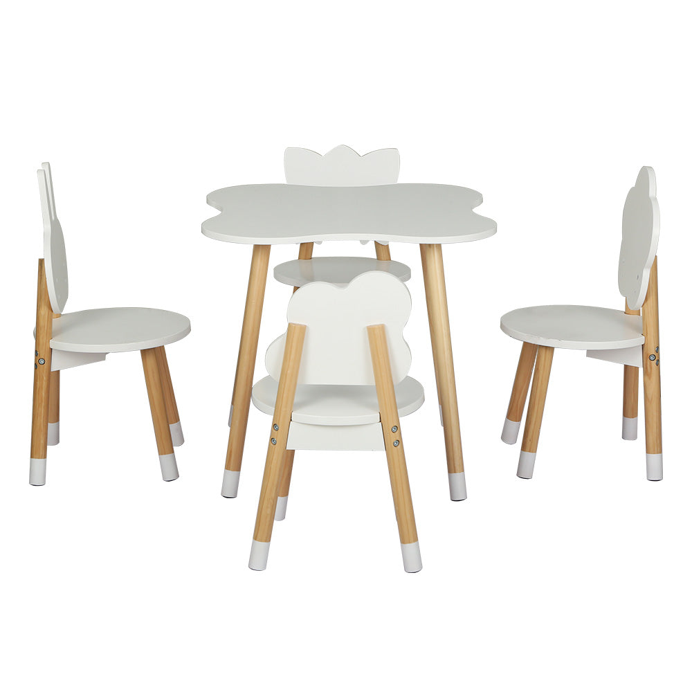 Keezi 5PCS Kids Table and Chairs Set Children Activity Study Play Desk White-2