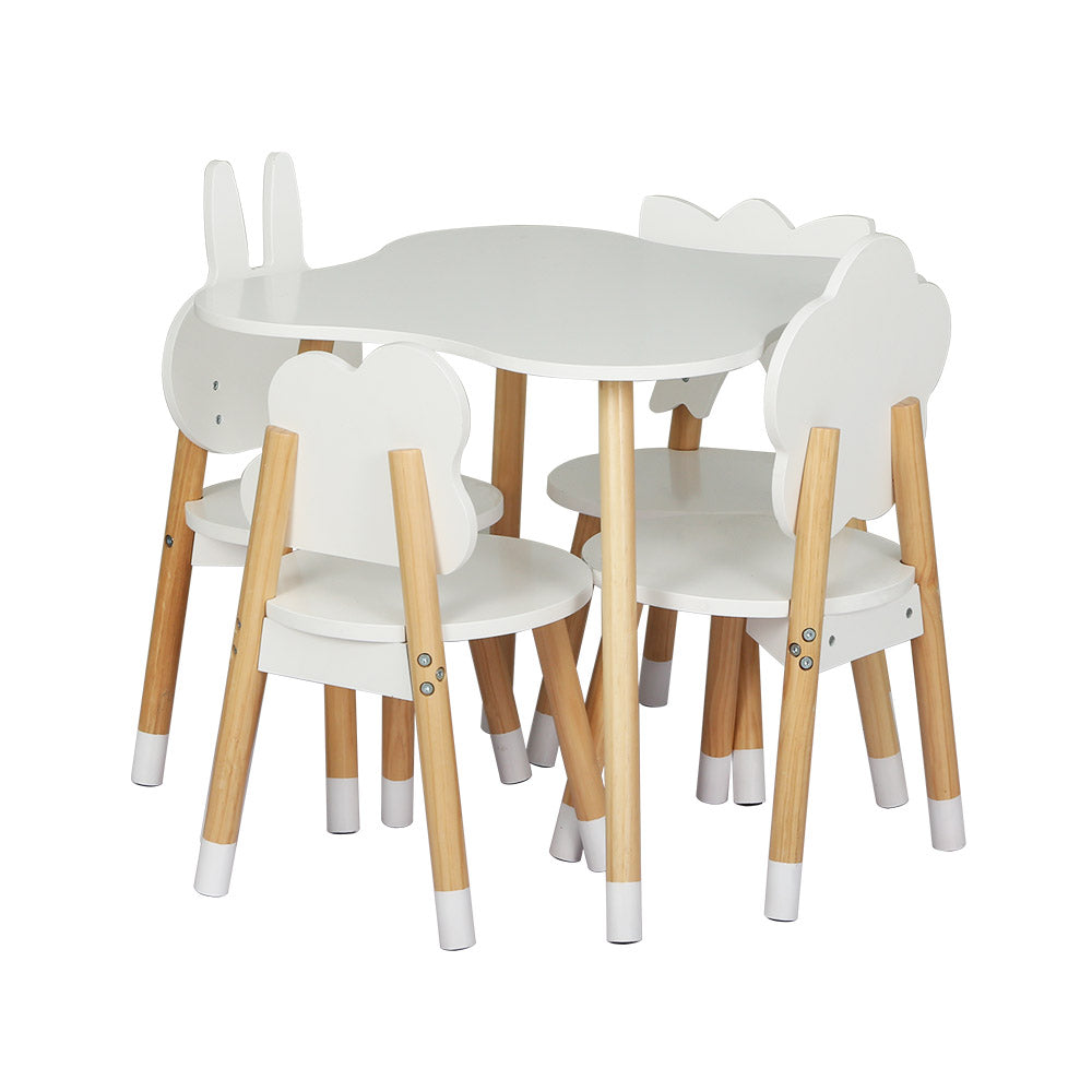 Keezi 5PCS Kids Table and Chairs Set Children Activity Study Play Desk White-3