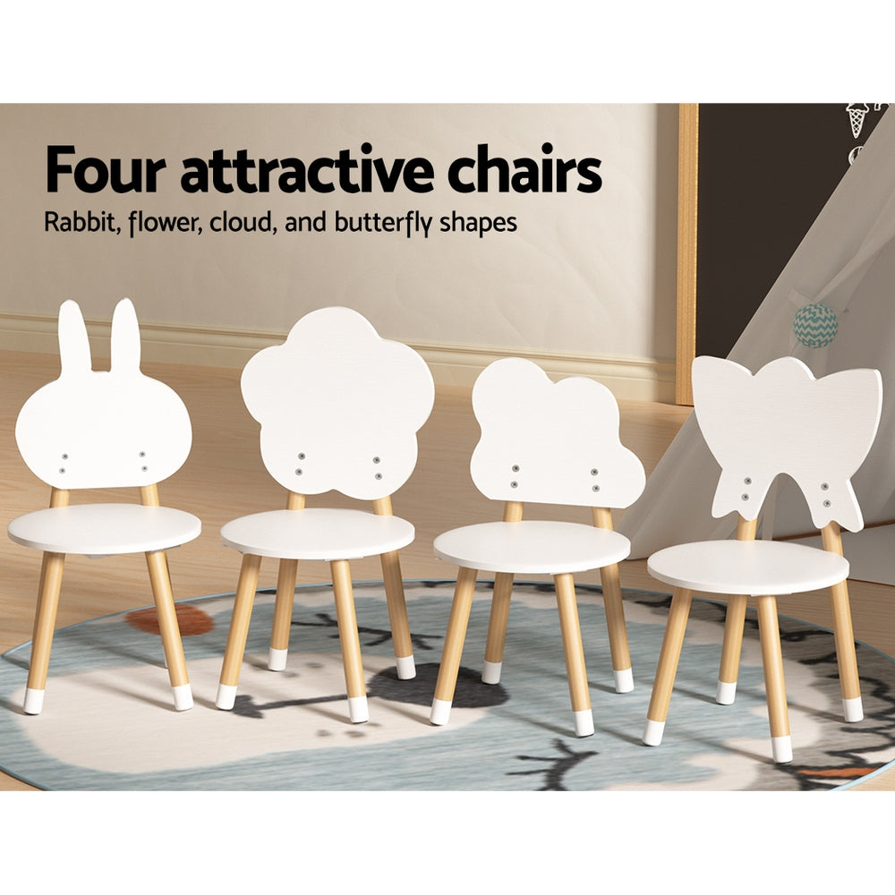 Keezi 5PCS Kids Table and Chairs Set Children Activity Study Play Desk White-5