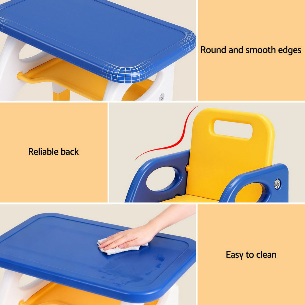 Keezi Kids Table and Chair Set HDPE Toddler Activity Play Set Blue/Yellow-4