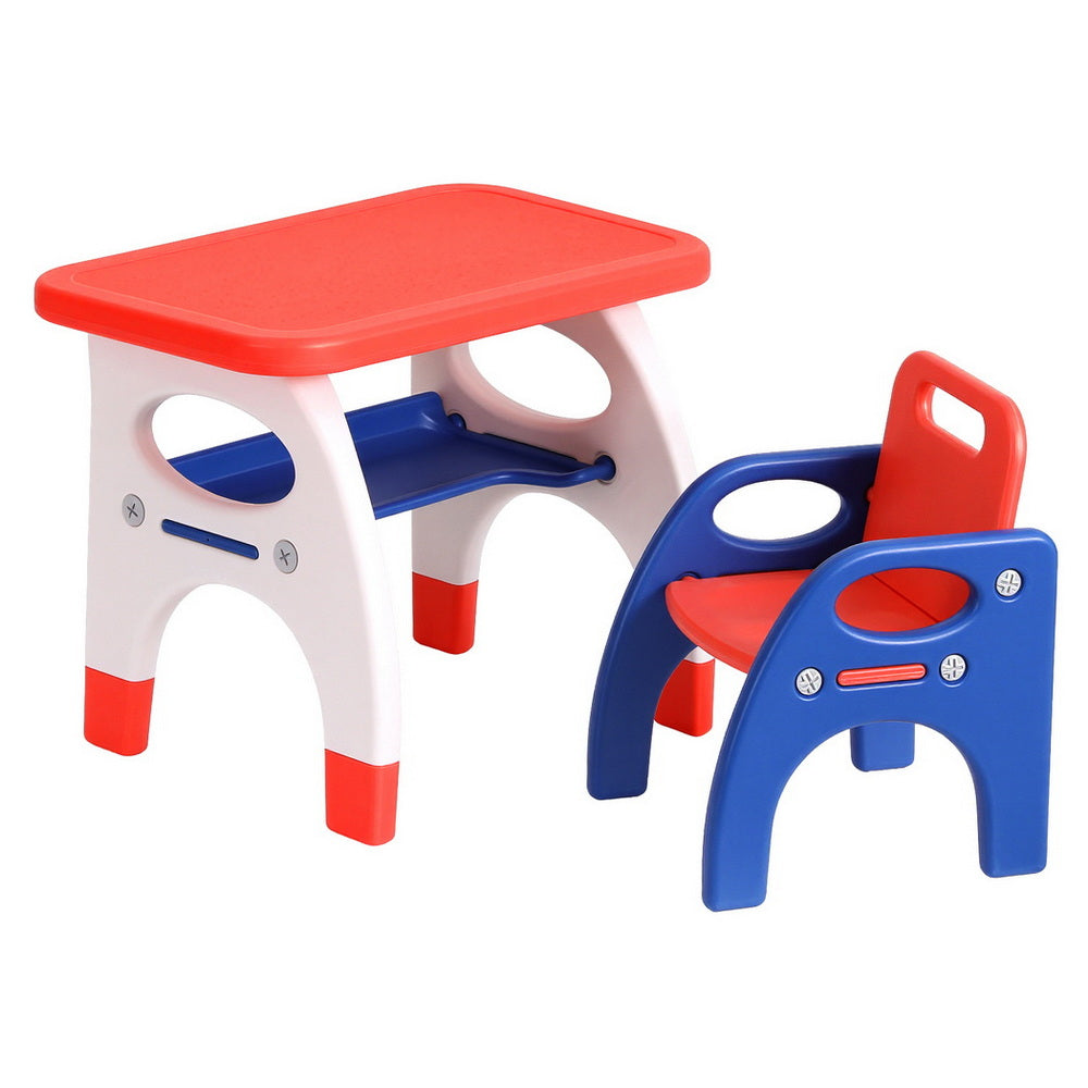 Keezi Kids Table and Chair Set HDPE Toddler Activity Play Set Orange/Yellow-0