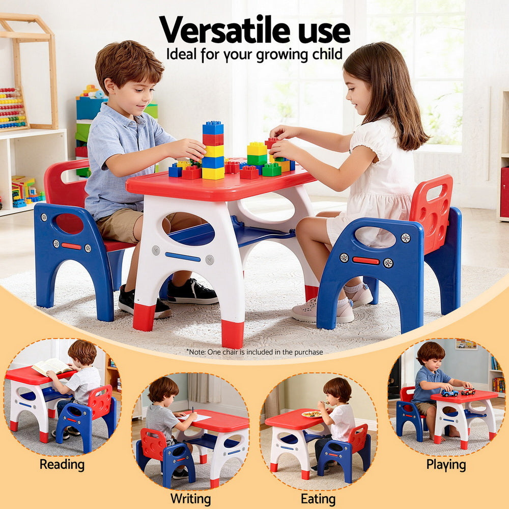 Keezi Kids Table and Chair Set HDPE Toddler Activity Play Set Orange/Yellow-3