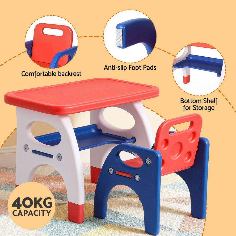 Keezi Kids Table and Chair Set HDPE Toddler Activity Play Set Orange/Yellow-5