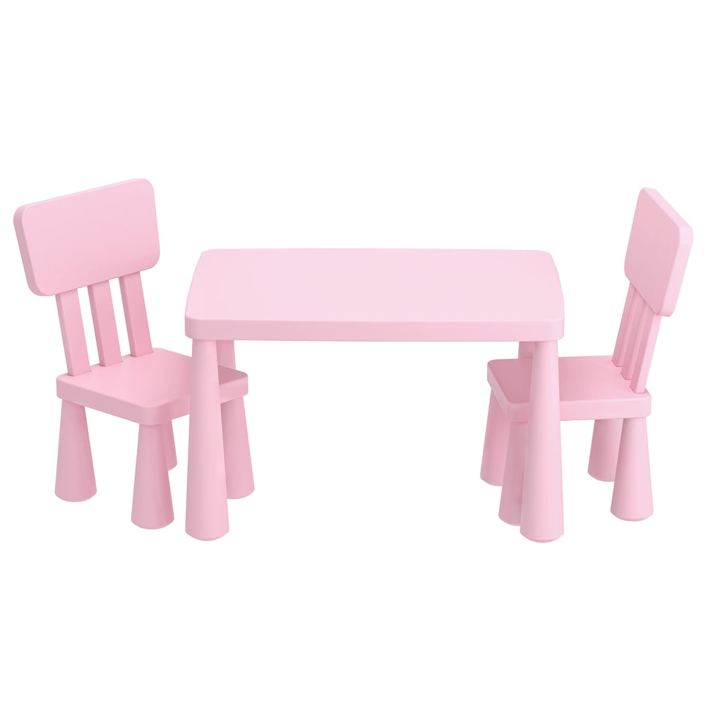 1 Keezi Kids Table and 2 Chairs Set Pink-0