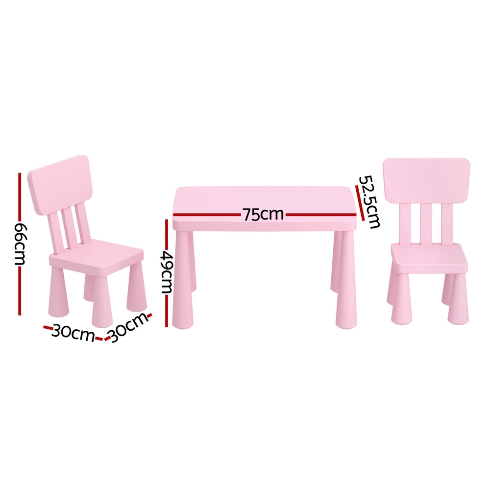 1 Keezi Kids Table and 2 Chairs Set Pink-1