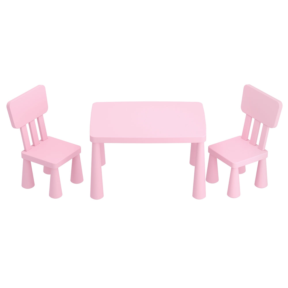 1 Keezi Kids Table and 2 Chairs Set Pink-2