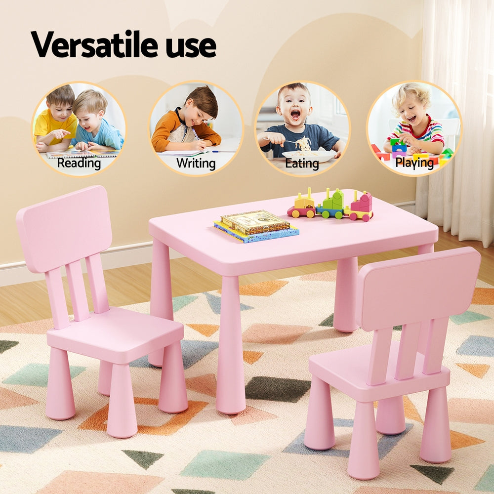 1 Keezi Kids Table and 2 Chairs Set Pink-3