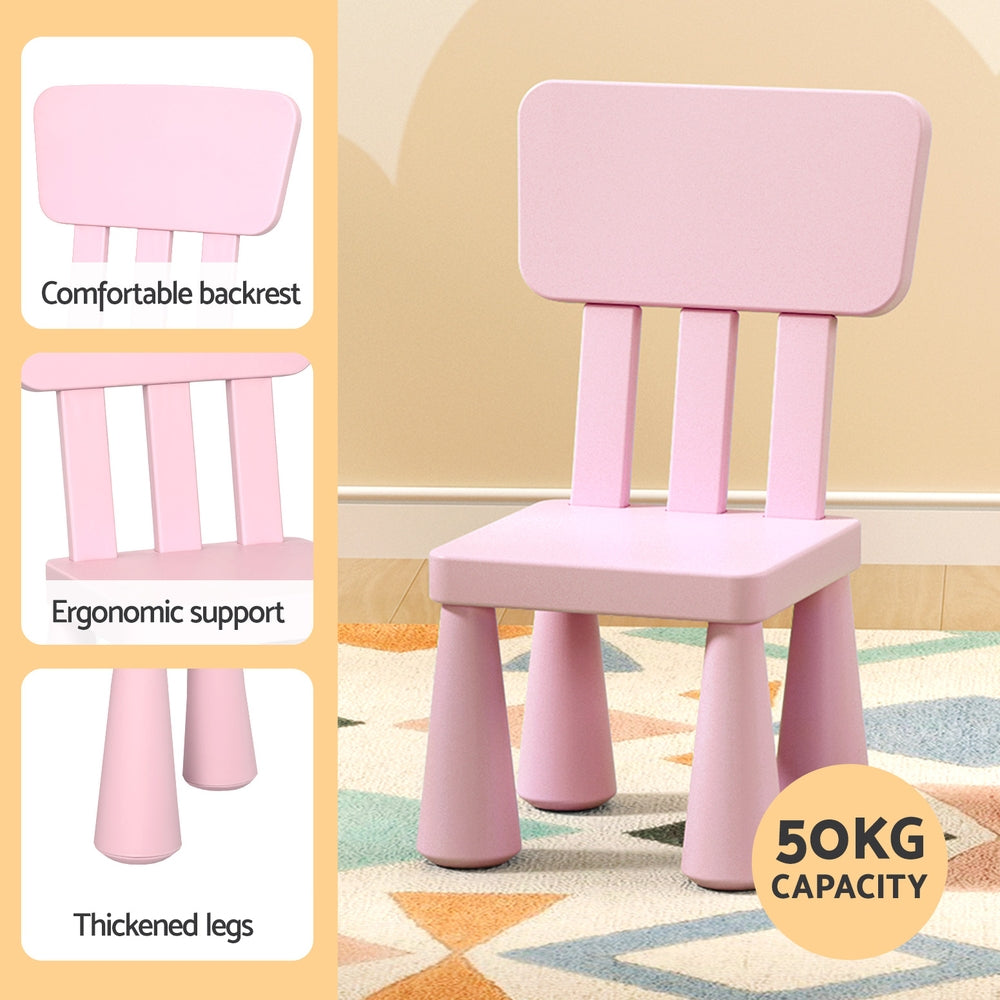 1 Keezi Kids Table and 2 Chairs Set Pink-5