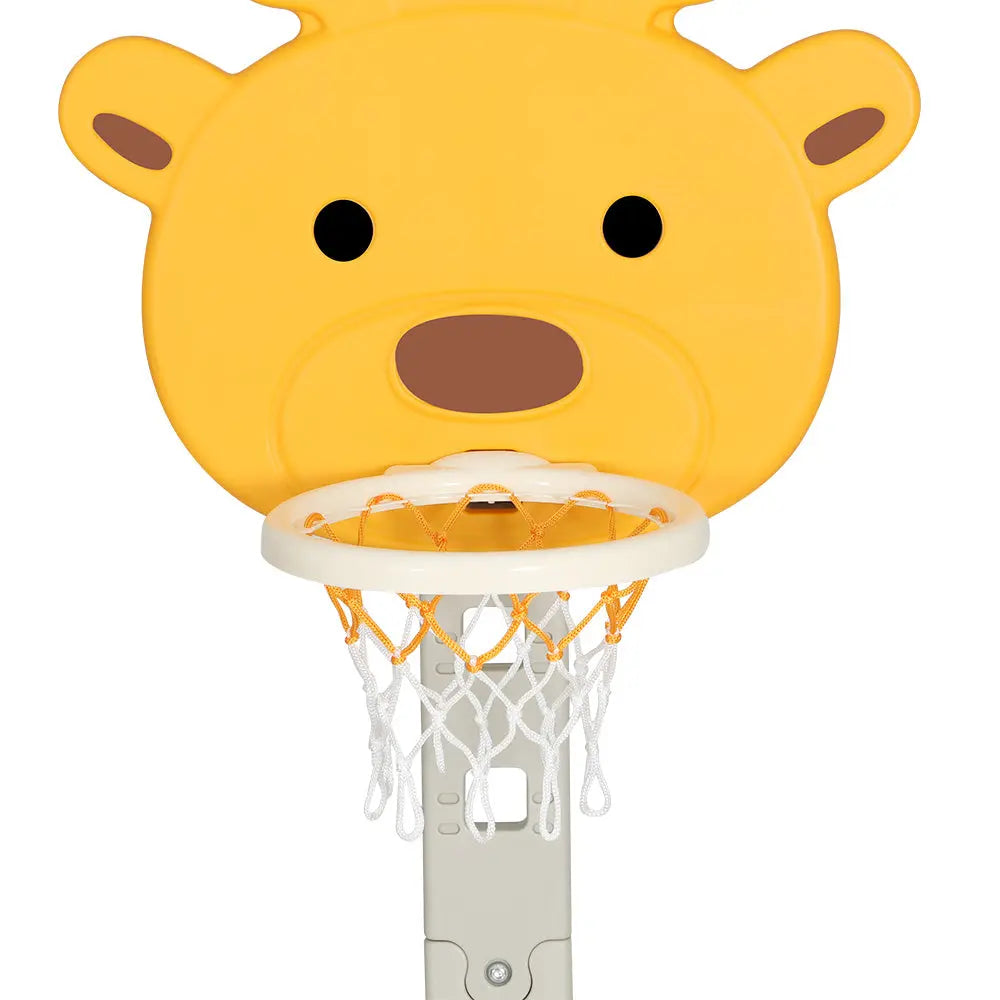 Keezi Kids Basketball Hoop Stand Adjustable 5-in-1 Sports Center Toys Set Yellow-2