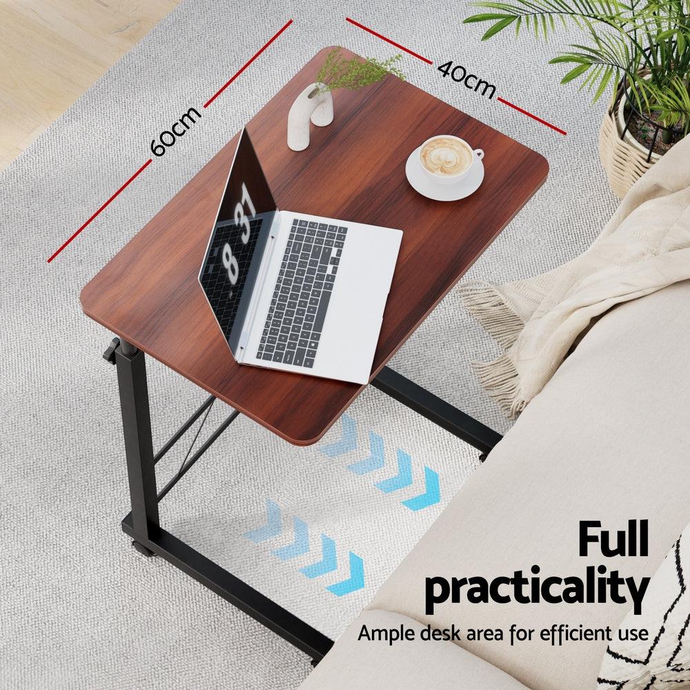 Artiss Laptop Desk Table Adjustable 60CM Dark Wood-4