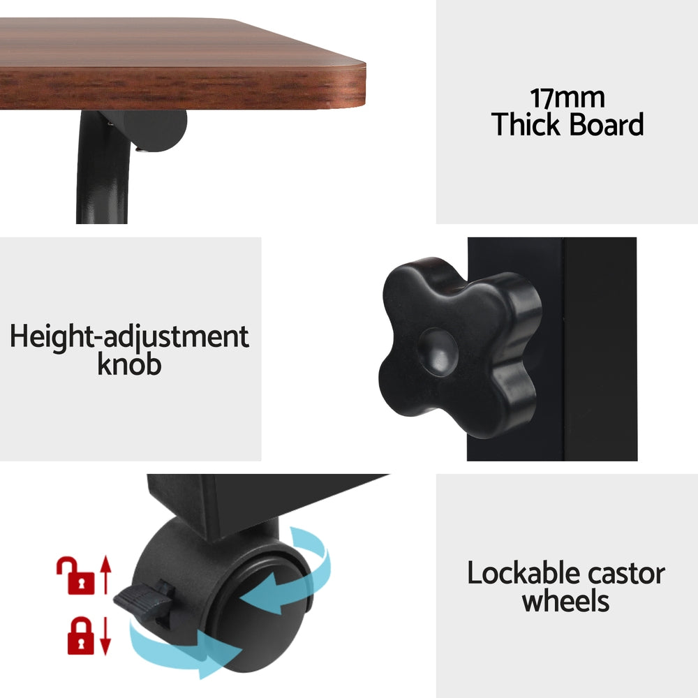 Artiss Laptop Desk Table Adjustable 60CM Dark Wood-5