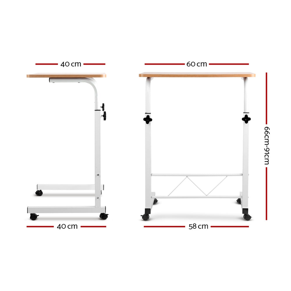 Artiss Laptop Desk Table Adjustable 60CM Light Wood-1