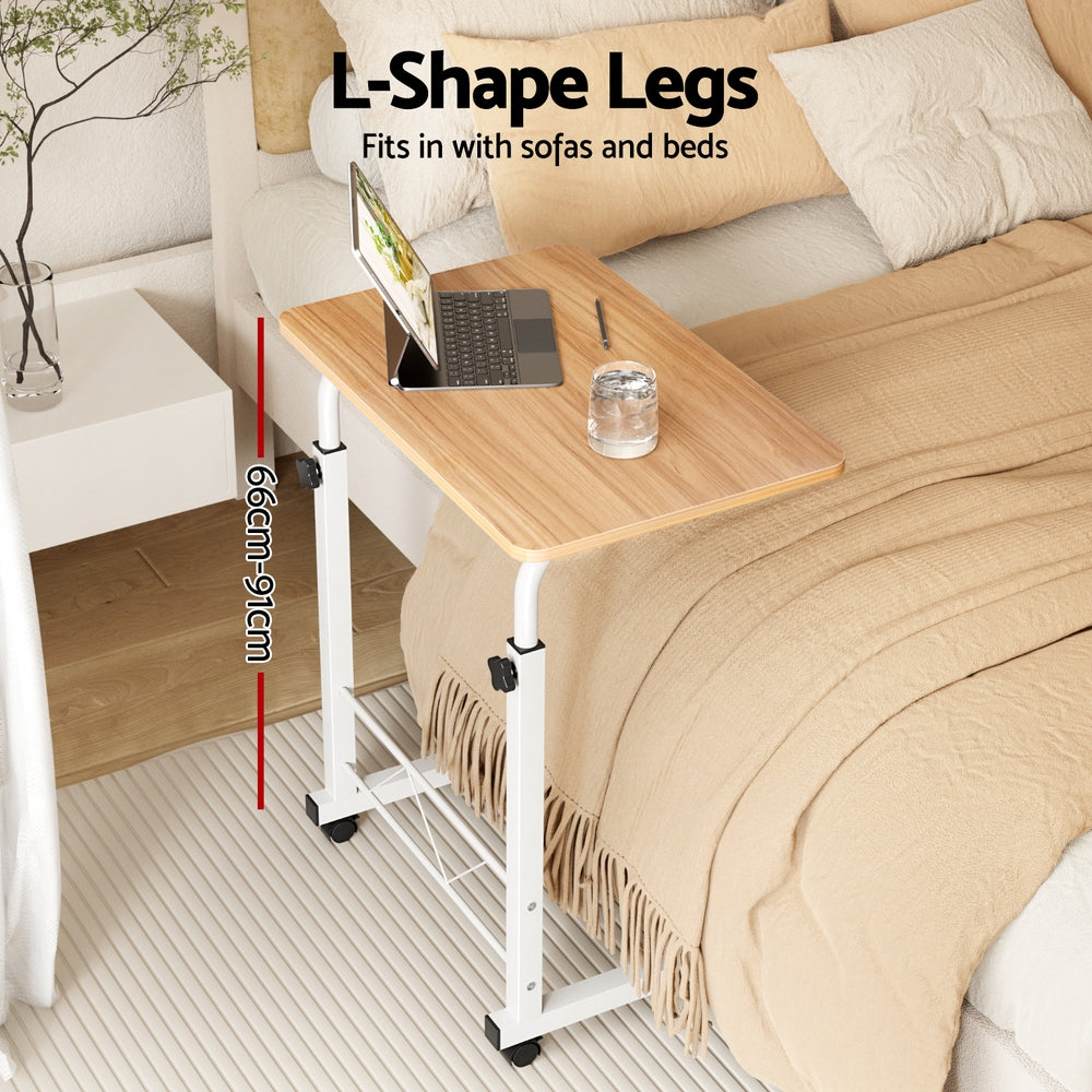 Artiss Laptop Desk Table Adjustable 60CM Light Wood-3