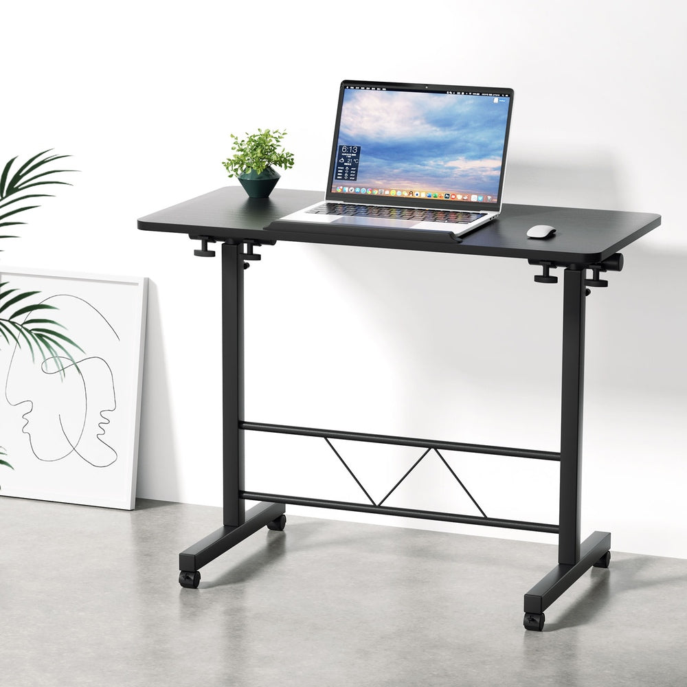 Artiss Laptop Desk Table Height Adjustable Wooden Bed Side Tables 80CM Black-6